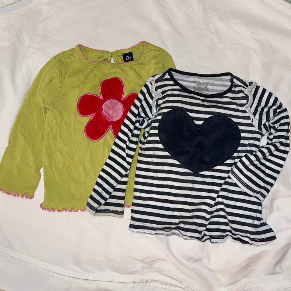 Long sleeve flower and heart toddler tees 18-24M